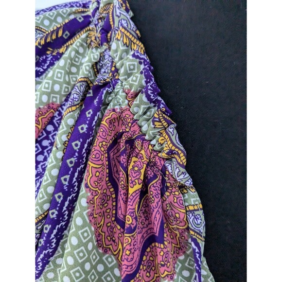 Simply Emma Top Women's sz 2X V-neck Handkerchief Print Multi Boho Peasant Panes - Picture 5 of 15